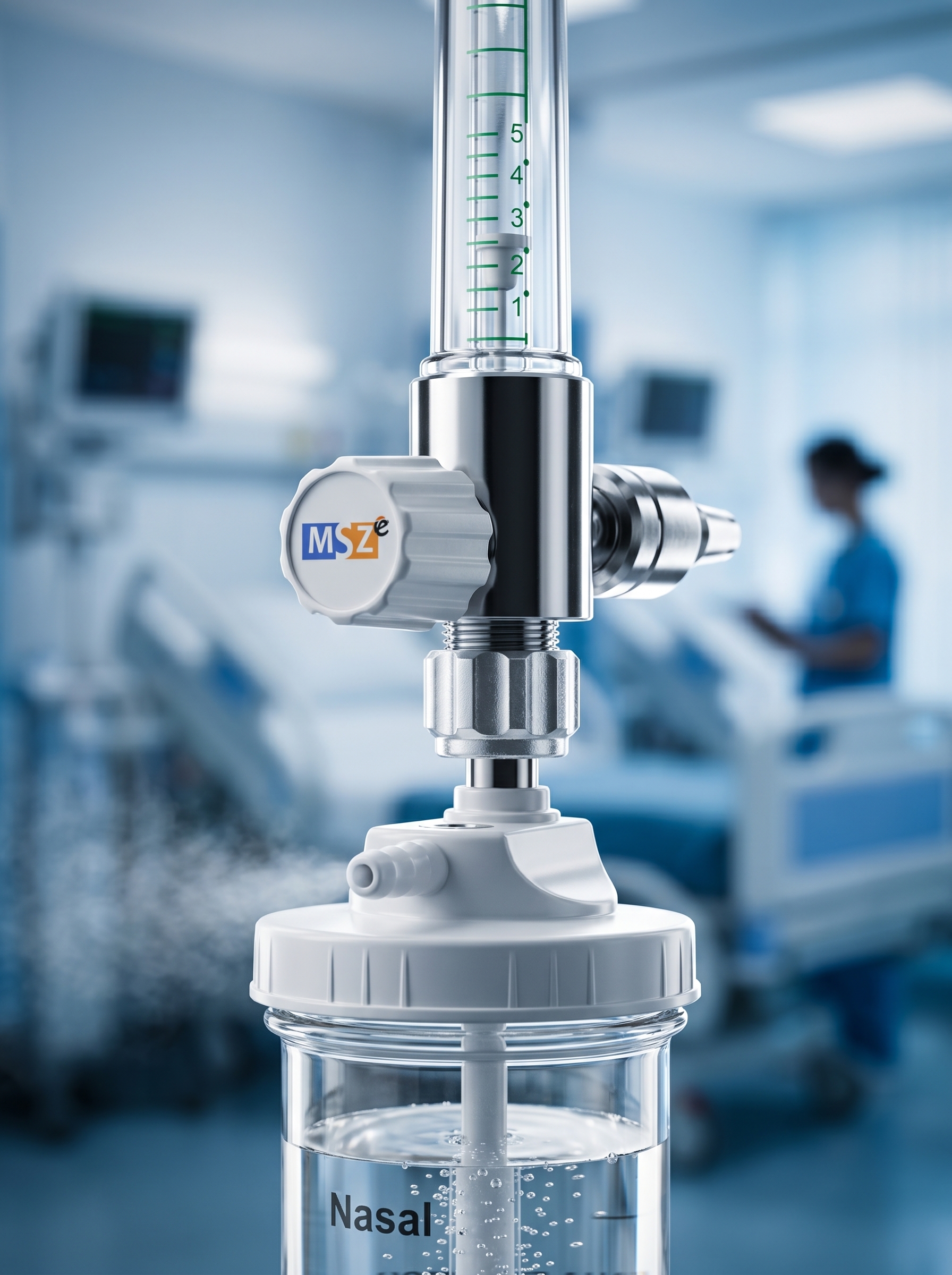 Wall Mounted Oxygen Flowmeter with Humidifier Bottle – Medical Grade BPC Flow Regulator