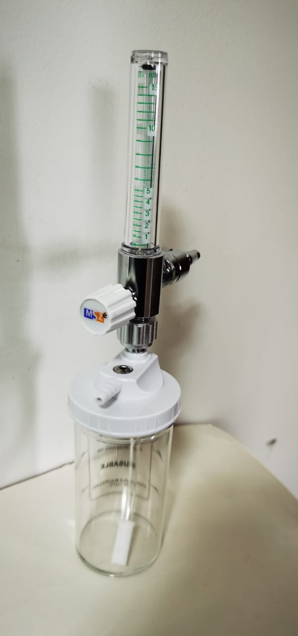 Wall Mounted Oxygen Flowmeter with Humidifier Bottle – Medical Grade BPC Flow Regulator