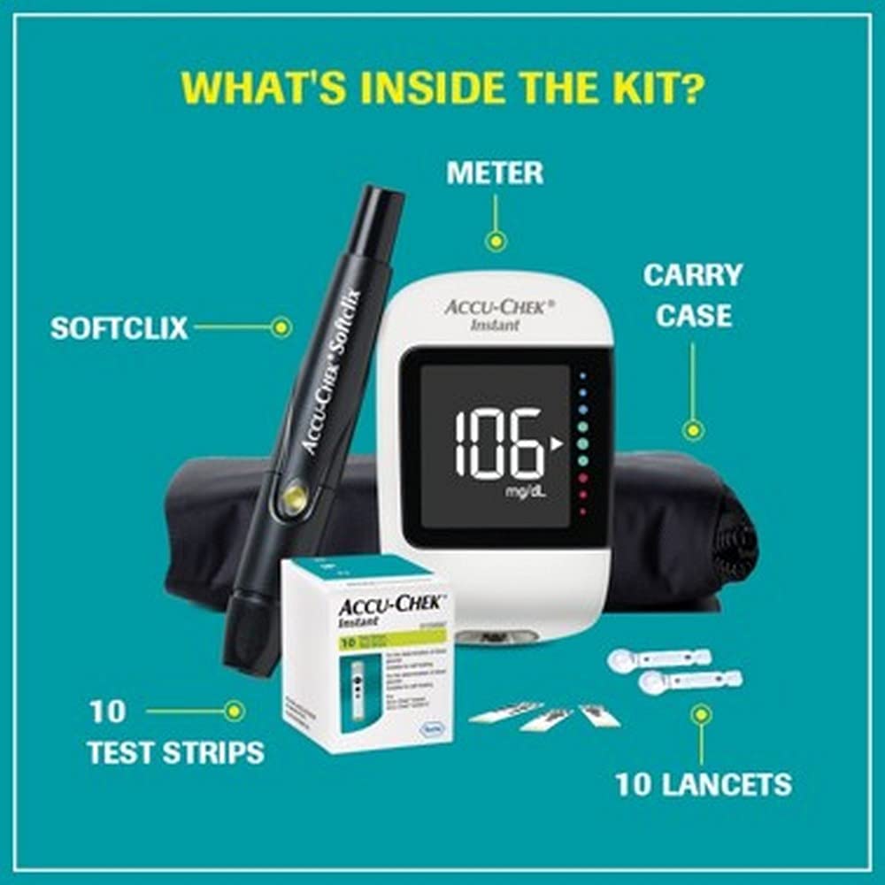 Accu-Chek Instant Glucometer – Blood Glucose Monitoring System with Bluetooth & Strips